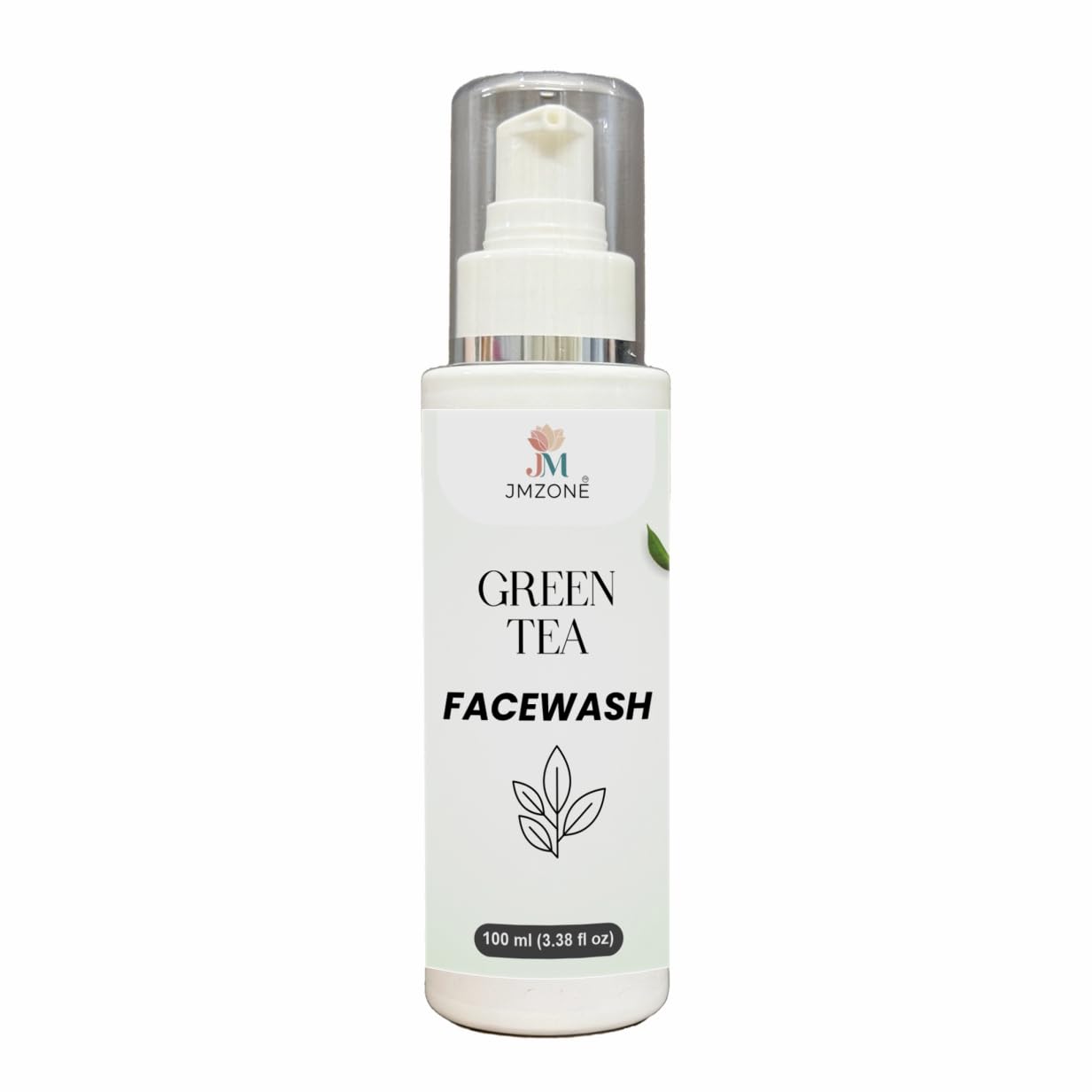 JMZONE Green Tea Face Wash, Foaming Cleanser with Built-in Silicone Cleansing Brush, Paraben Free, for All Skin Types, 100 ml