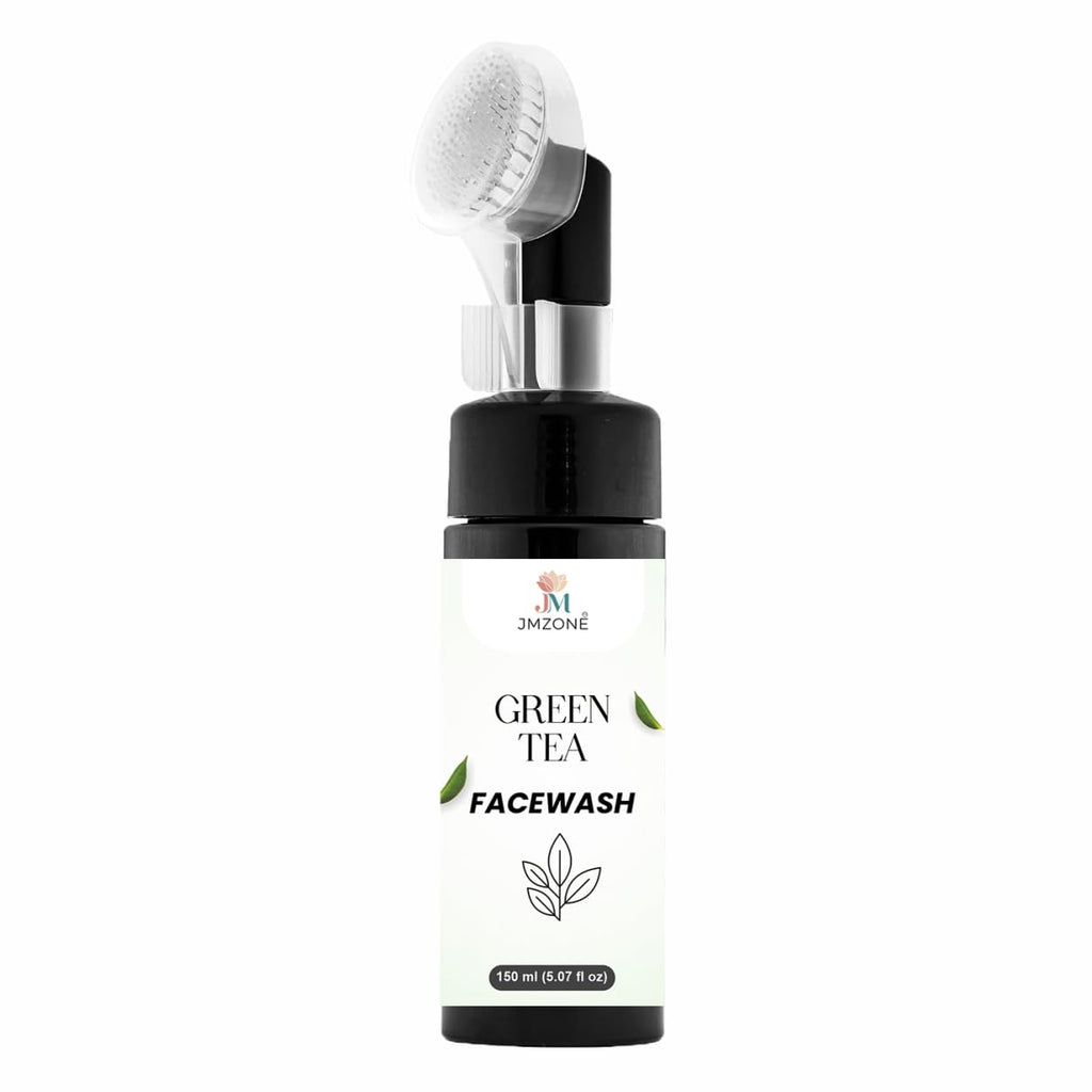 JMZONE Green Tea Facewash with Built-In Cleansing Brush, 150 ml