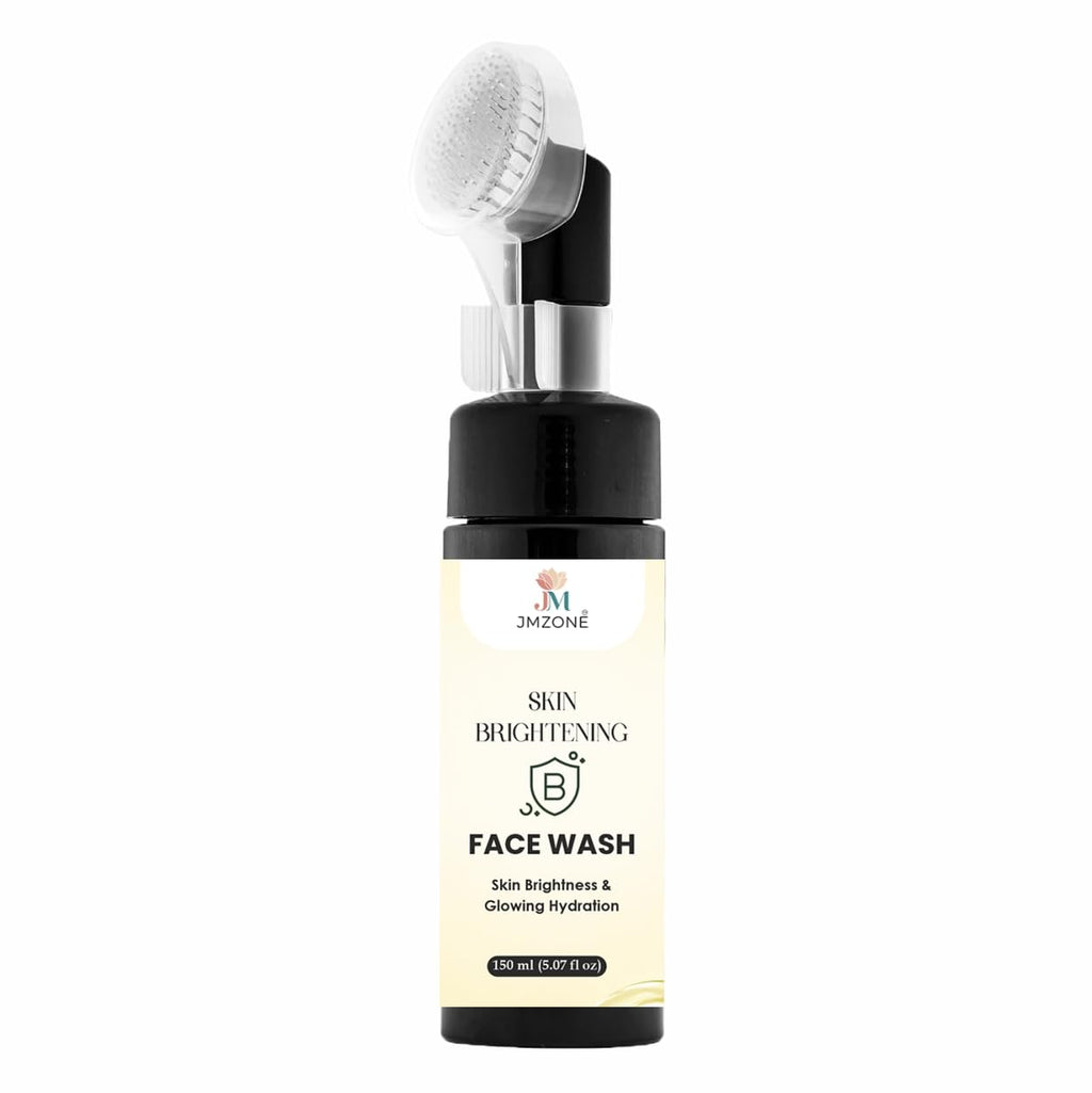 JMZONE Skin Brightening Face Wash with Built-in Cleansing Brush, Foaming Formula, Green Tea, 150 ml