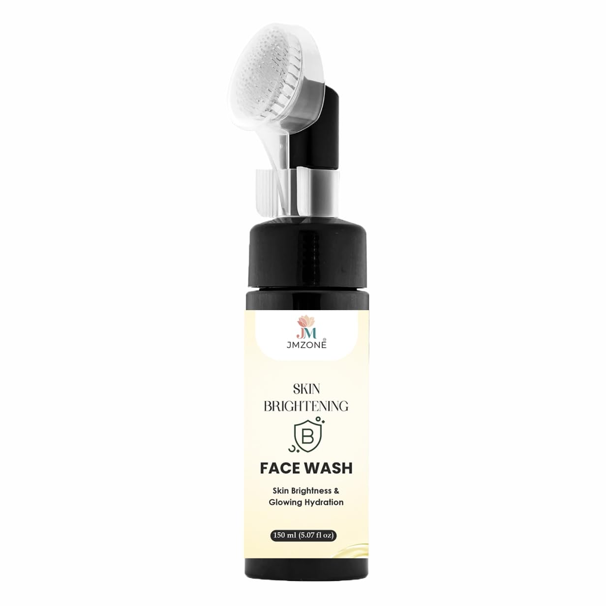 JMZONE Skin Brightening Face Wash with Built-in Cleansing Brush, Foaming Formula, Green Tea, 150 ml