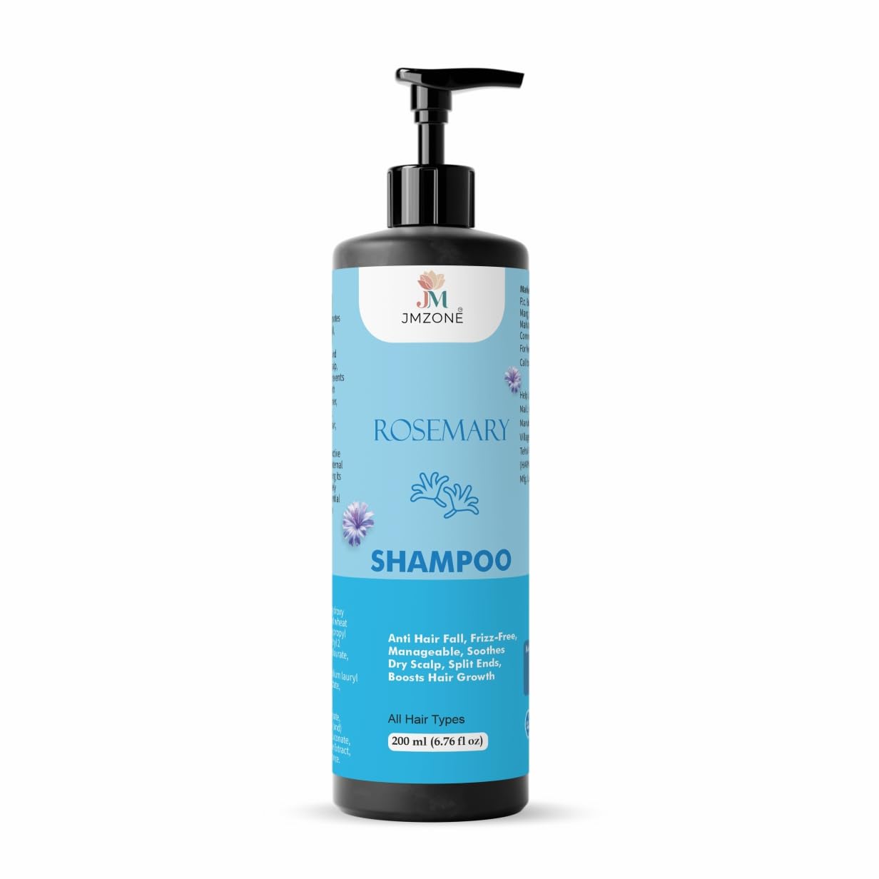 JMZONE Rosemary Hair Growth Shampoo, Anti Hair Fall, Frizz-Free, Soothes Dry Scalp, Boosts Hair Growth, All Hair Types, 200 ml