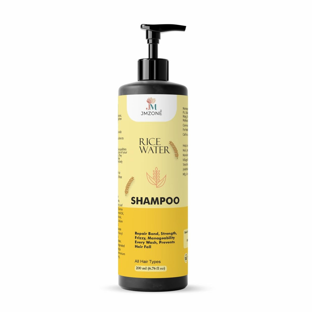 JMZONE Rice Water Shampoo, Anti Hair Fall, Frizz Control, Repairs Split Ends, for All Hair Types, 200 ml