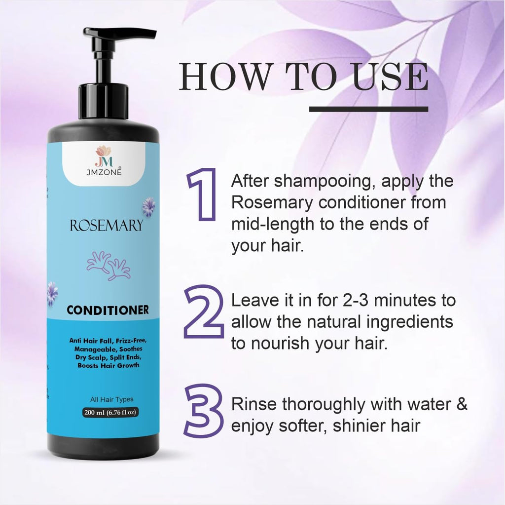 Jmzone Rosemary Conditioner, Anti Hair Fall, Frizz-Free, Boosts Hair Growth, for All Hair Types, 200 ml