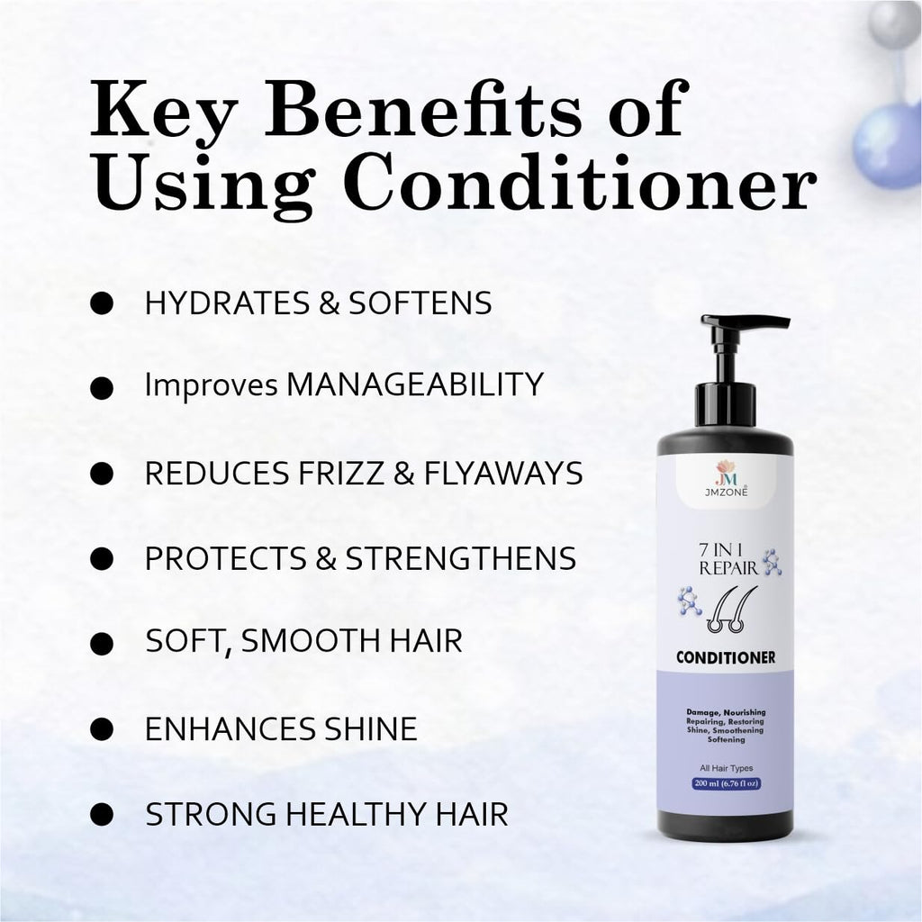 JMZONE 7 in 1 Repair Conditioner, Damage Repair, Nourishing and Smoothening, Paraben Free, Sulphate Free, All Hair Types, 200 ml