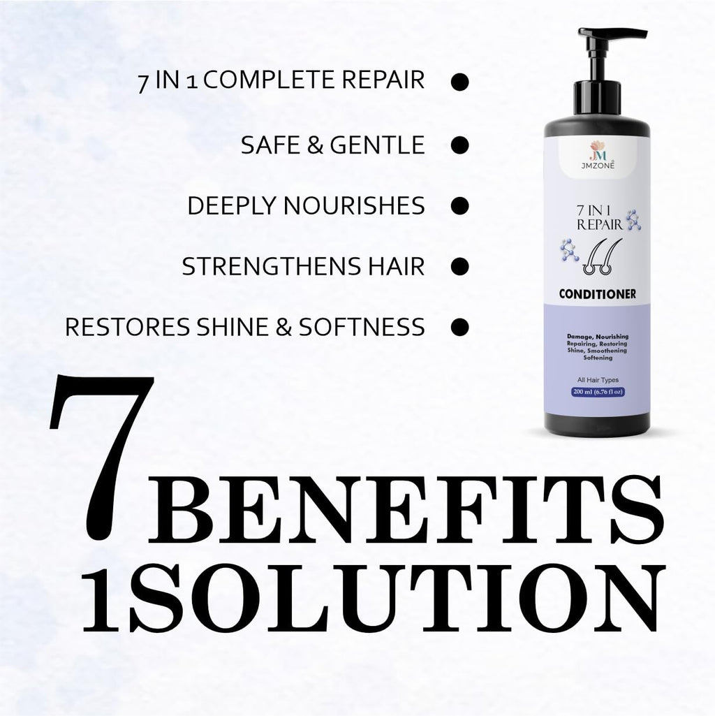 JMZONE 7 in 1 Repair Conditioner, Damage Repair, Nourishing and Smoothening, Paraben Free, Sulphate Free, All Hair Types, 200 ml