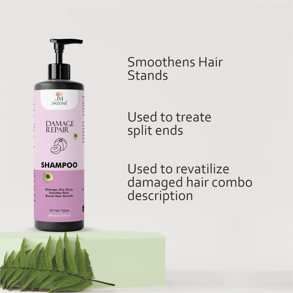 JMZONE Damage Repair Shampoo, with Rosemary Extract, for All Hair Types, Anti Hair Fall, Frizz-free, 200 ml