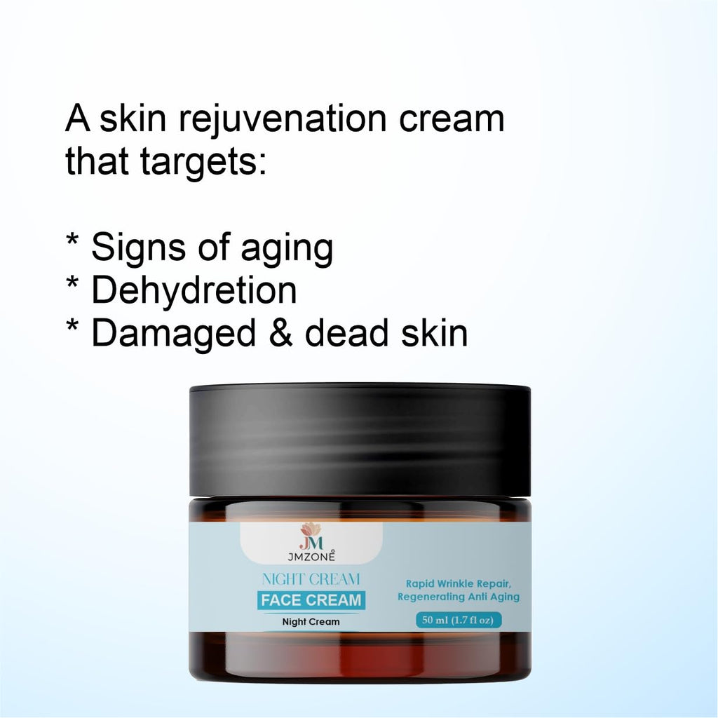 JMZONE Night Face Cream with 1% Salicylic Acid, Skin Rejuvenation, Anti Ageing, Deep Moisturisation, 50 ml