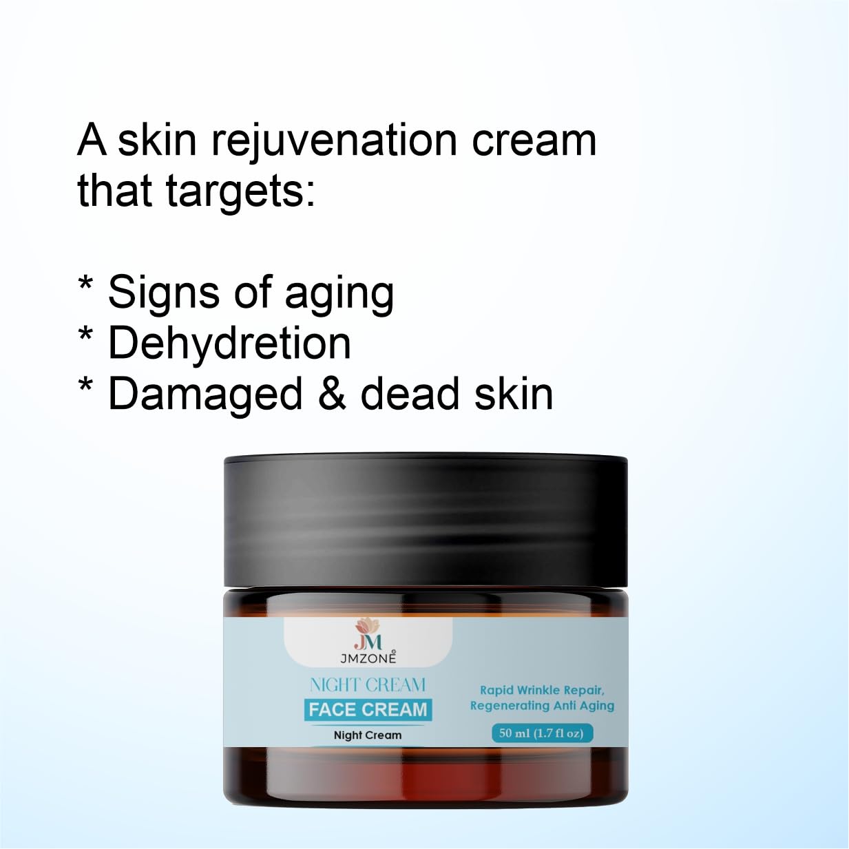 JMZONE Night Face Cream with 1% Salicylic Acid, Skin Rejuvenation, Anti Ageing, Deep Moisturisation, 50 ml