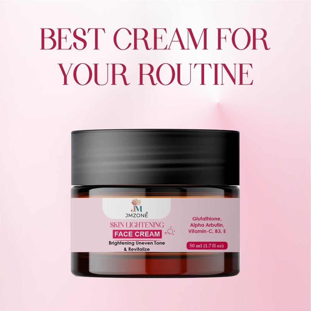 JMZONE Skin Lightening Face Cream with Glutathione, Alpha Arbutin, Vitamin-C, B3, E, Brightening and Revitalising, 50 ml