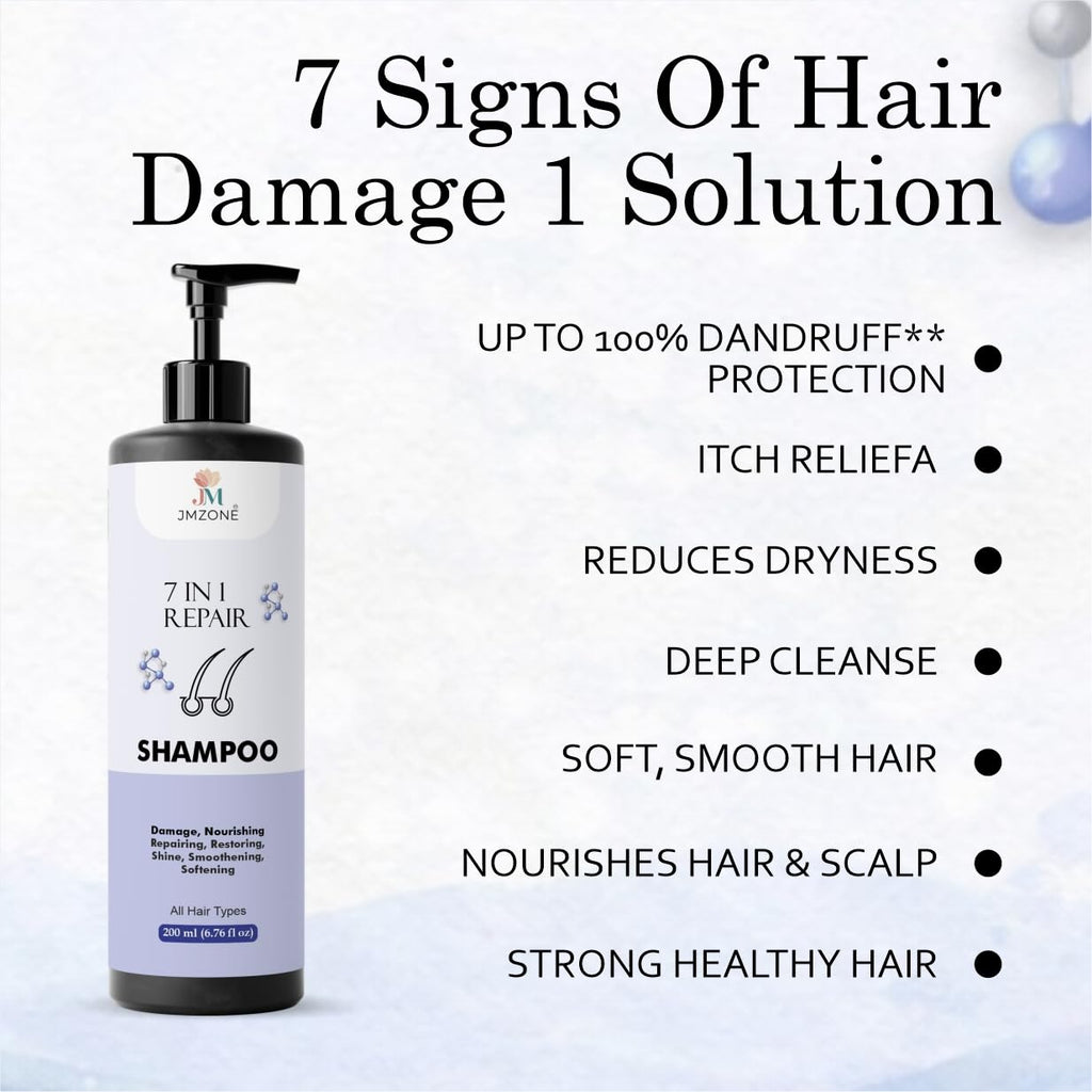 JMZONE 7 in 1 Repair Shampoo, Damage Nourishing Repairing Restoring, All Hair Types, 200 ml