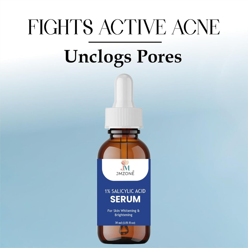 JMZONE 1% Salicylic Acid Serum for Acne, Blackheads & Oil Control – Exfoliating Face Serum for Clear, Smooth & Brighter Skin – Pore Minimizing & Skin Refining Formula – 30 ml