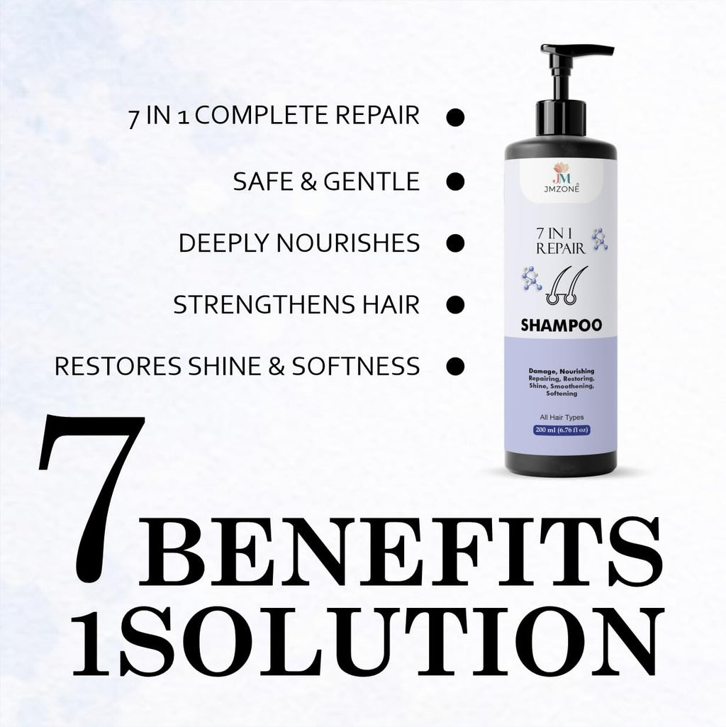 JMZONE 7 in 1 Repair Shampoo, Damage Nourishing Repairing Restoring, All Hair Types, 200 ml