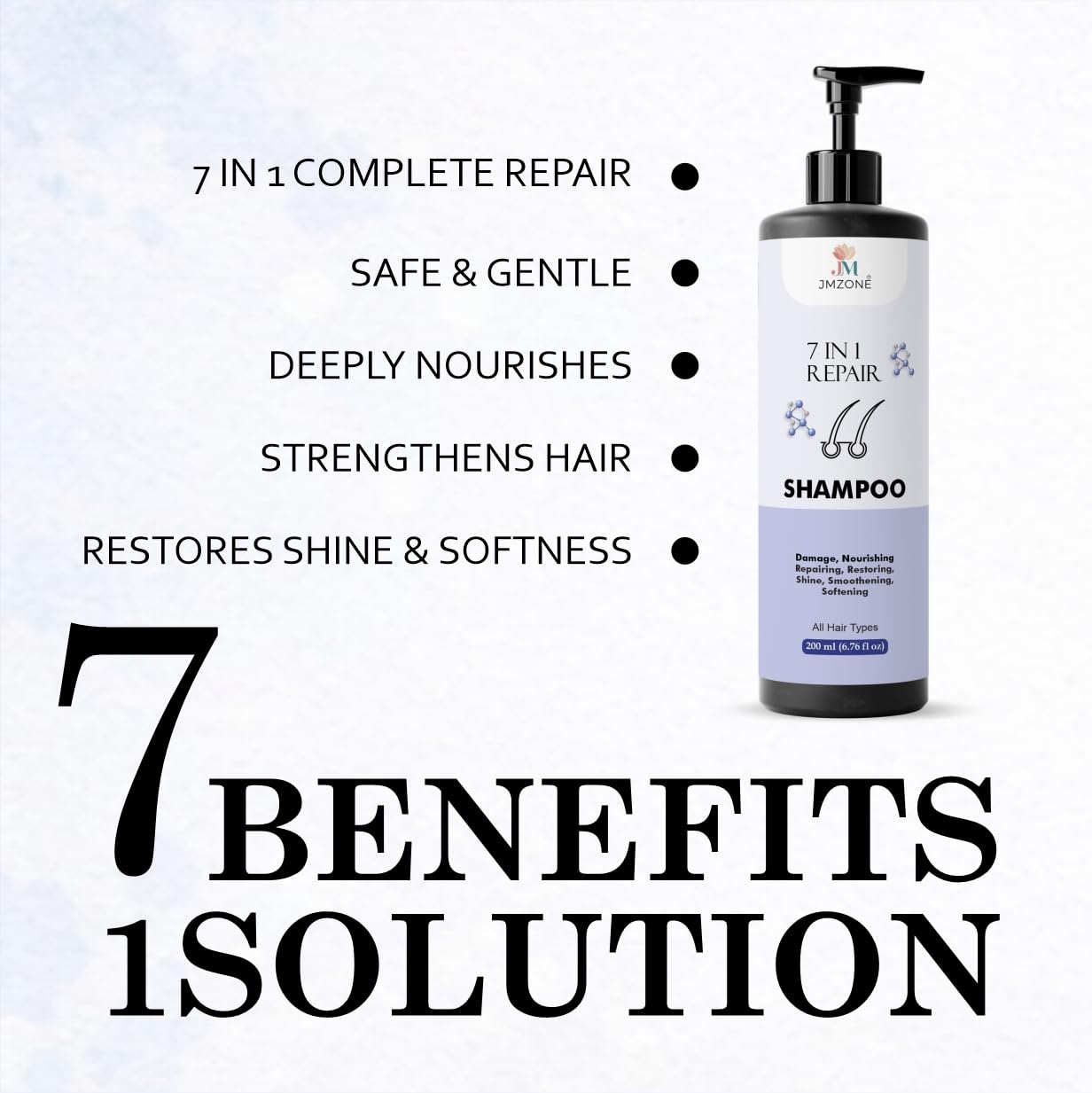 JMZONE 7 in 1 Repair Shampoo, Damage Nourishing Repairing Restoring, All Hair Types, 200 ml