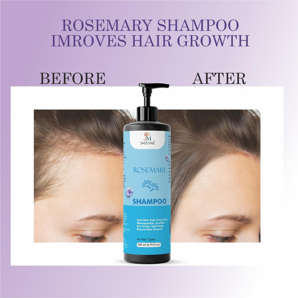 JMZONE Rosemary Hair Growth Shampoo, Anti Hair Fall, Frizz-Free, Soothes Dry Scalp, Boosts Hair Growth, All Hair Types, 200 ml