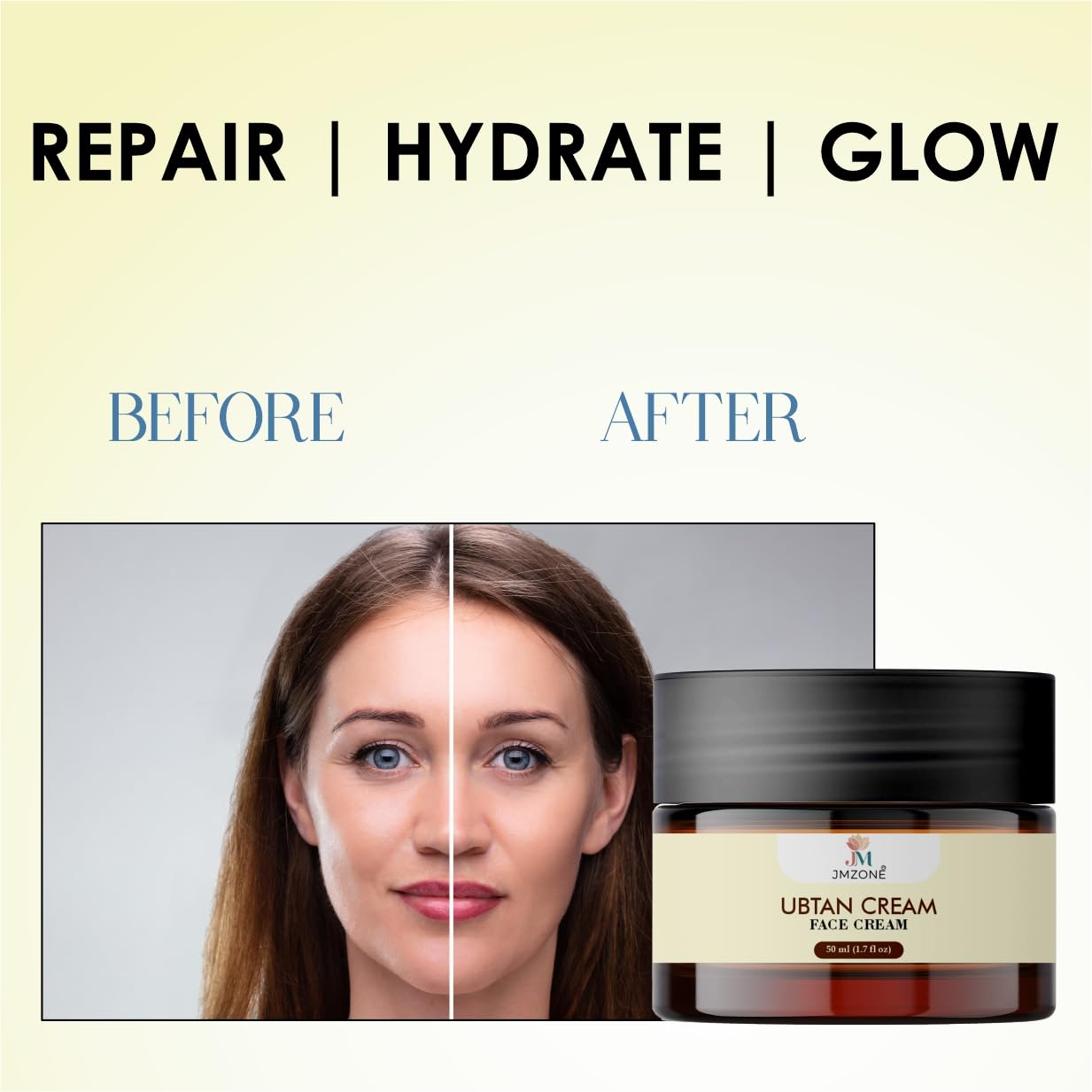 JMZONE Ubtan Face Cream, Repair, Hydrate and Glow, 50 ml