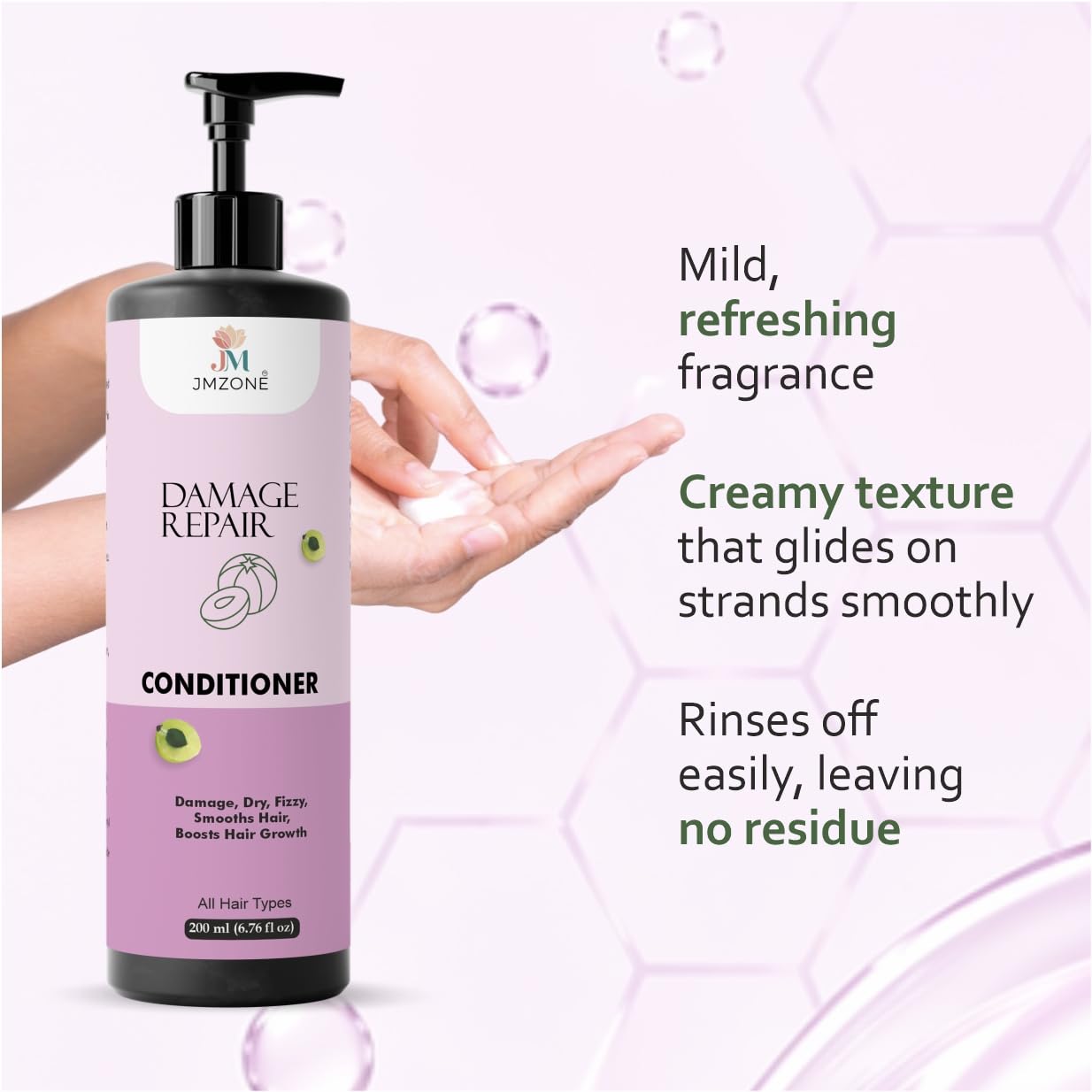 Jmzone Damage Repair Conditioner, 7 in 1 Formula, Paraben Free, for All Hair Types, 200 ml