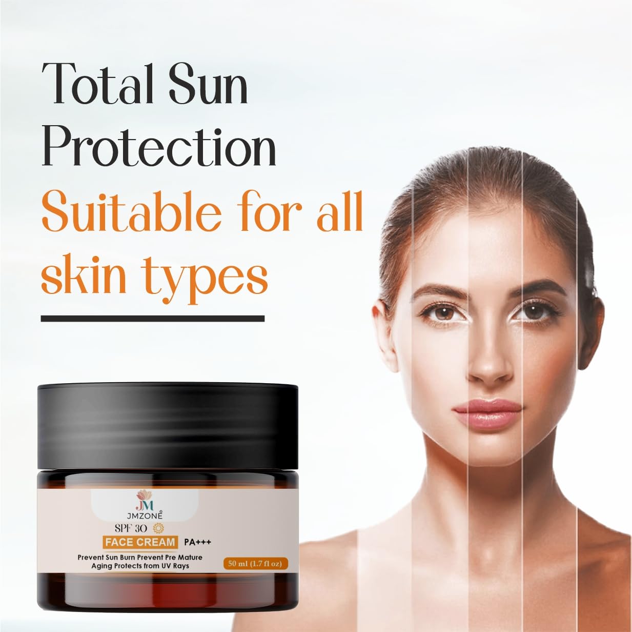 JMZONE SPF 30 Face Cream, PA+++, Oil-free Matte Finish, Sweat and Water Resistant, No White Casting, 50 ml