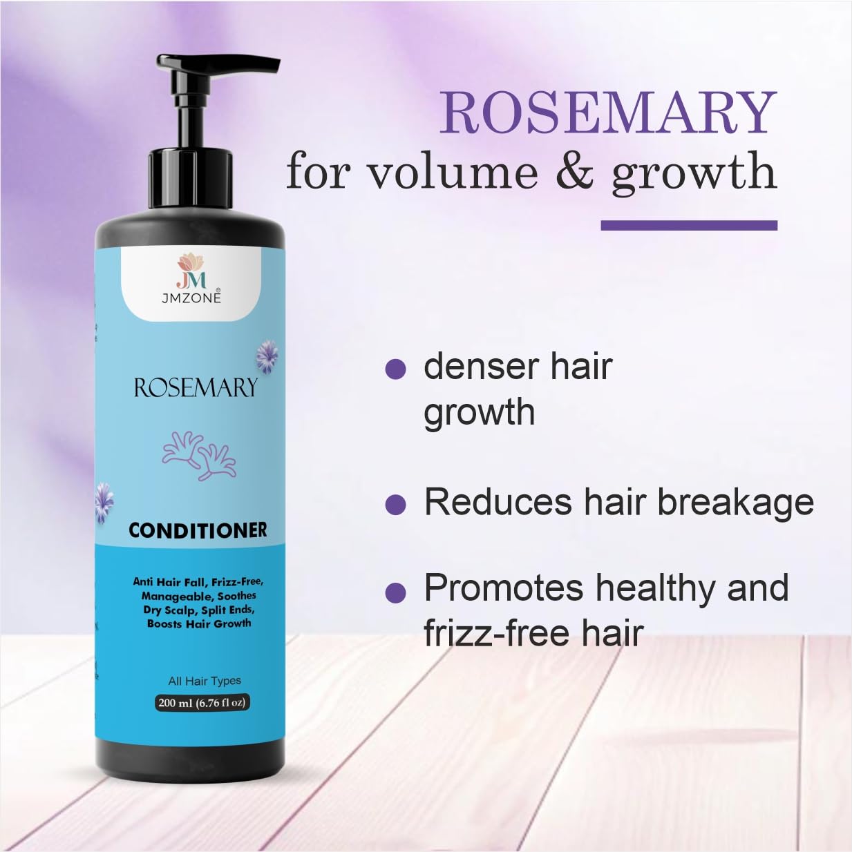 Jmzone Rosemary Conditioner, Anti Hair Fall, Frizz-Free, Boosts Hair Growth, for All Hair Types, 200 ml