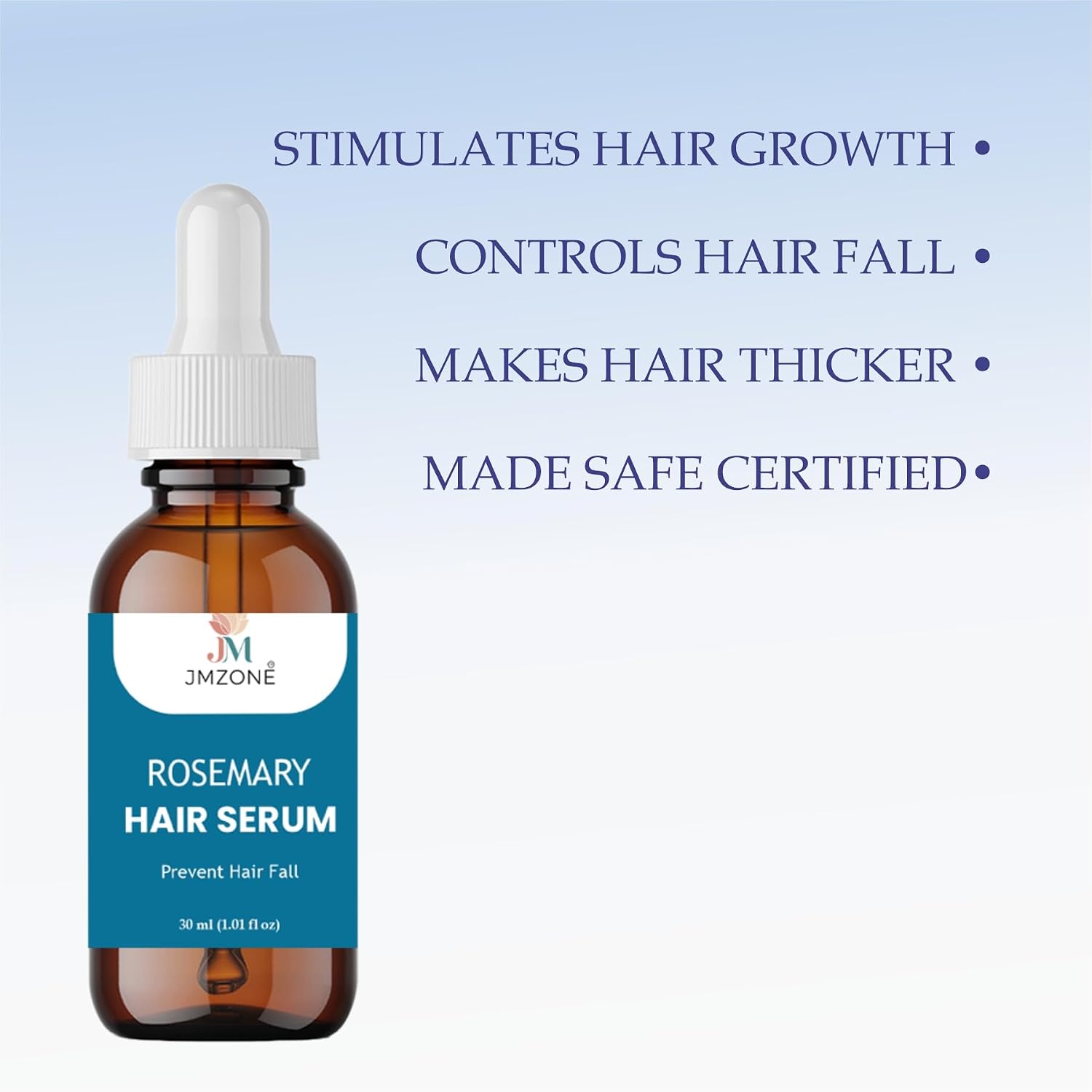 JMZONE Rosemary Hair Serum for Hair Growth & Hair Fall Control – Strengthening Scalp Treatment for Thicker, Healthier Hair – Lightweight, Non-Greasy Formula – 30 ml
