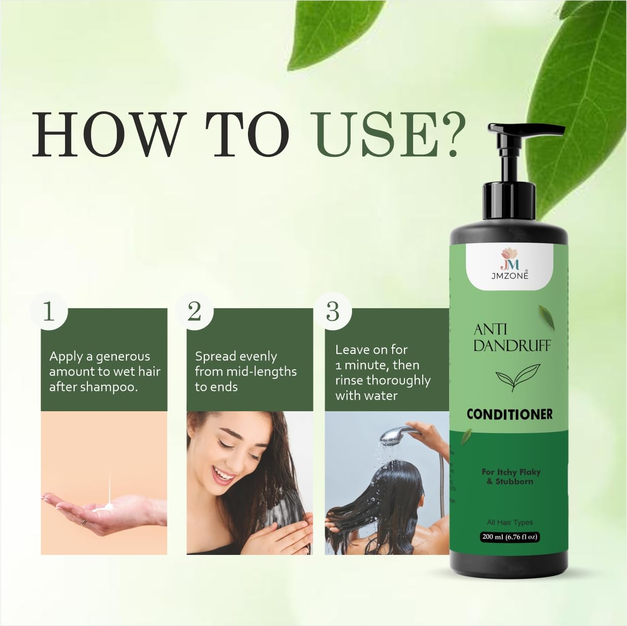 Jmzone Anti Dandruff Conditioner, for Itchy Flaky and Stubborn Dandruff, All Hair Types, Paraben Free, Sulphate Free, 200 ml