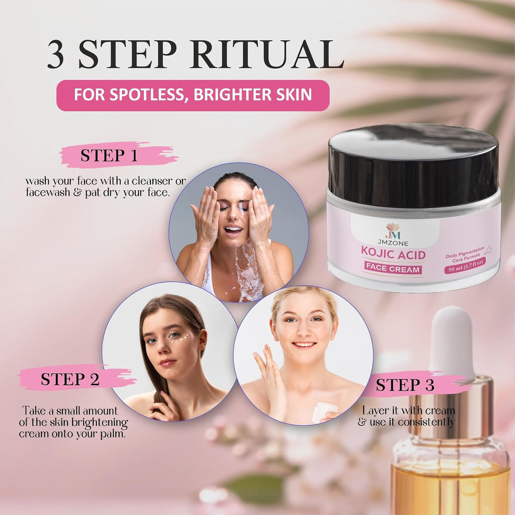 JMZONE Kojic Acid Face Cream, Daily Pigmentation Care Formula, with Niacinamide and Alpha Arbutin, 50ml