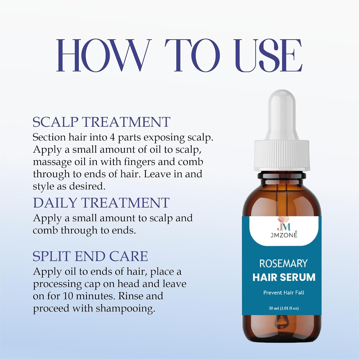 JMZONE Rosemary Hair Serum for Hair Growth & Hair Fall Control – Strengthening Scalp Treatment for Thicker, Healthier Hair – Lightweight, Non-Greasy Formula – 30 ml