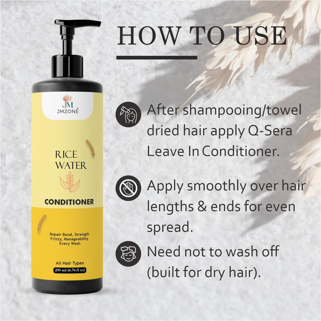 Jmzone Rice Water Conditioner, 7 in 1 Formula, Damage Repair, Paraben Free, All Hair Types, 200 ml