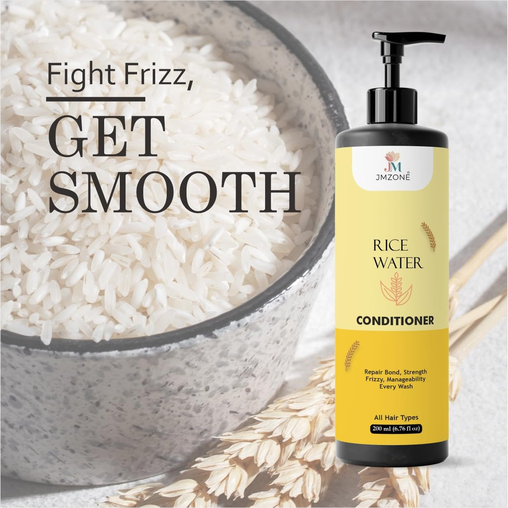 Jmzone Rice Water Conditioner, 7 in 1 Formula, Damage Repair, Paraben Free, All Hair Types, 200 ml