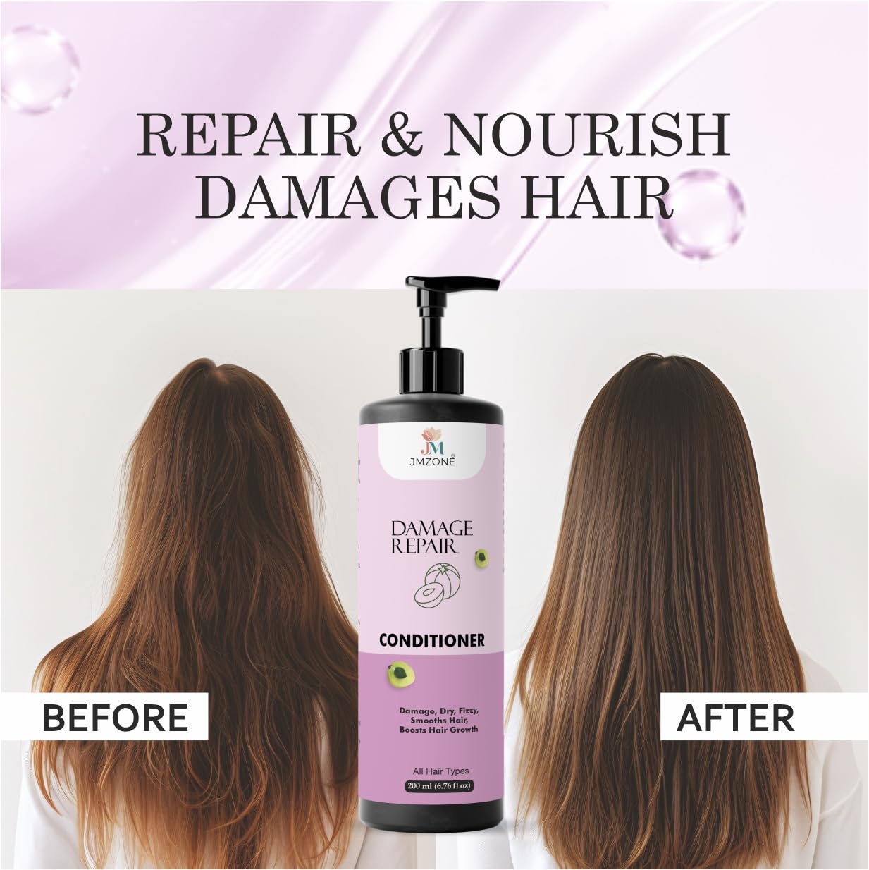 Jmzone Damage Repair Conditioner, 7 in 1 Formula, Paraben Free, for All Hair Types, 200 ml