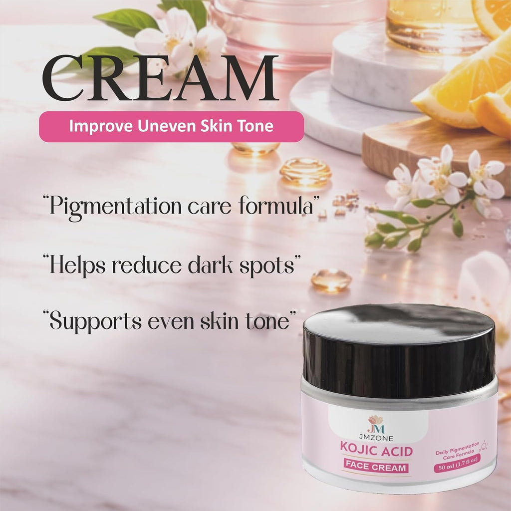 JMZONE Kojic Acid Face Cream, Daily Pigmentation Care Formula, with Niacinamide and Alpha Arbutin, 50ml