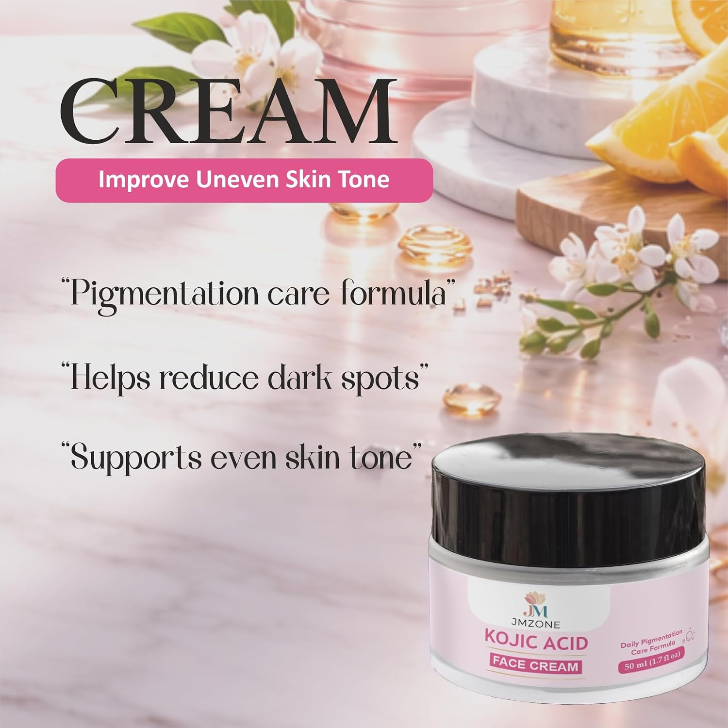 JMZONE Kojic Acid Face Cream, Daily Pigmentation Care Formula, with Niacinamide and Alpha Arbutin, 50ml